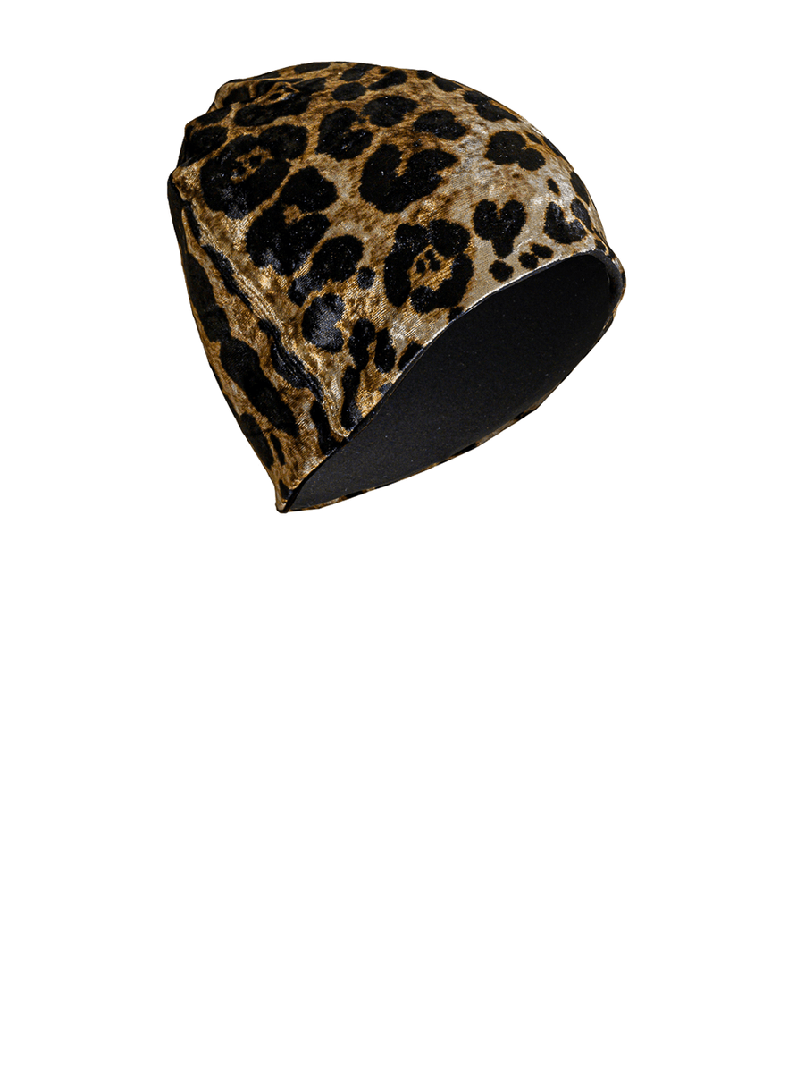 Glamorous turn up beanie hat in leopard print